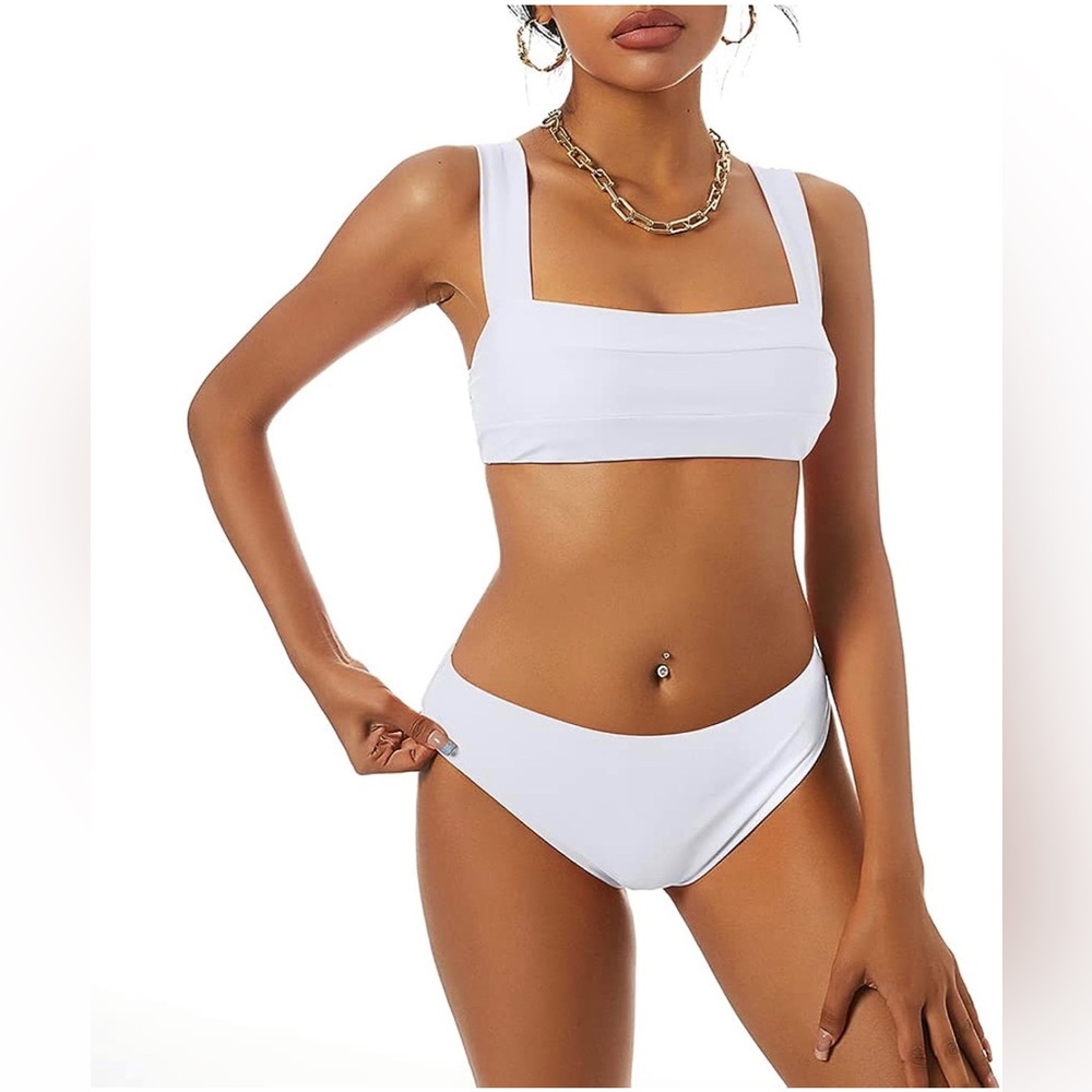 NWT Wide Straps Neon Bandeau Bikini Sets for Women
